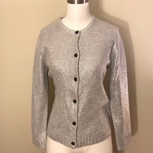 J.Crew Metallic Foil Haley Cashmere Blend Cardigan